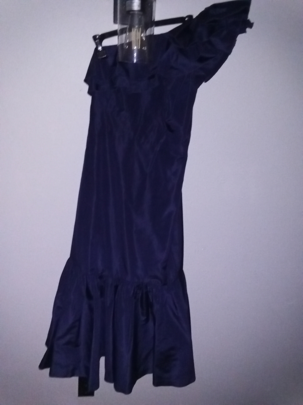 Rebecca Taylor Dark Midnight Blue One-Shoulder Ruffle Mermaid Gown
